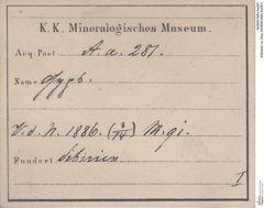 Etiketten zu Gips (NHMW-MIN-Aa281)